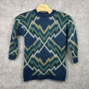 Pasta Womens Small Fuzzy Mohair Acrylic Blend Knit‎ Crew Neck Sweater Colorful